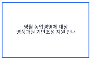 영월 농업경영체 대상 명품과원 기반조성 지원 안내