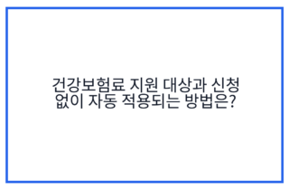 건강보험료 지원 대상과 신청 없이 자동 적용되는 방법은?