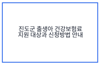 진도군 출생아 건강보험료 지원 대상과 신청방법 안내