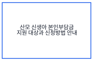 산모 신생아 본인부담금 지원 대상과 신청방법 안내