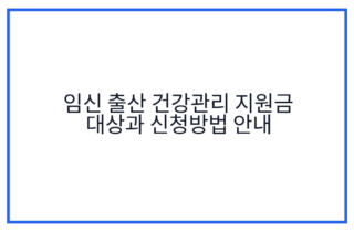 임신 출산 건강관리 지원금 대상과 신청방법 안내