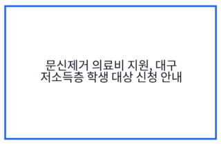 문신제거 의료비 지원, 대구 저소득층 학생 대상 신청 안내