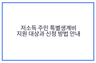 저소득 주민 특별생계비 지원 대상과 신청 방법 안내