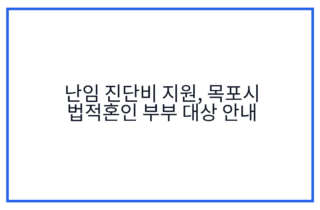난임 진단비 지원, 목포시 법적혼인 부부 대상 안내