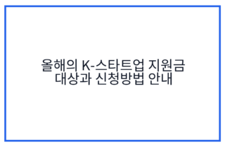 올해의 K-스타트업 지원금 대상과 신청방법 안내
