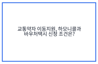 교통약자 이동지원, 하모니콜과 바우처택시 신청 조건은?