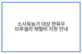 소사육농가 대상 한육우 브루셀라 채혈비 지원 안내