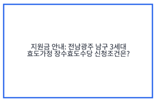 지원금 안내: 전남광주 남구 3세대 효도가정 장수효도수당 신청조건은?