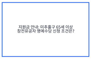 지원금 안내: 미추홀구 65세 이상 참전유공자 명예수당 신청 조건은?