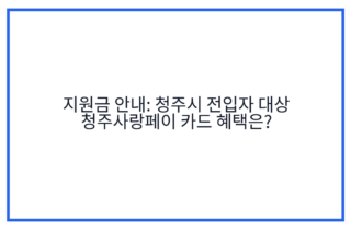 지원금 안내: 청주시 전입자 대상 청주사랑페이 카드 혜택은?