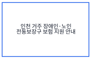 인천 거주 장애인·노인 전동보장구 보험 지원 안내