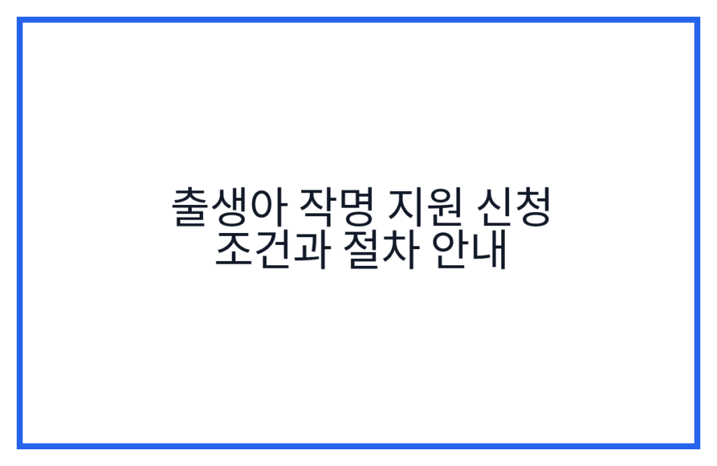 출생아 작명 지원 신청 조건과 절차 안내