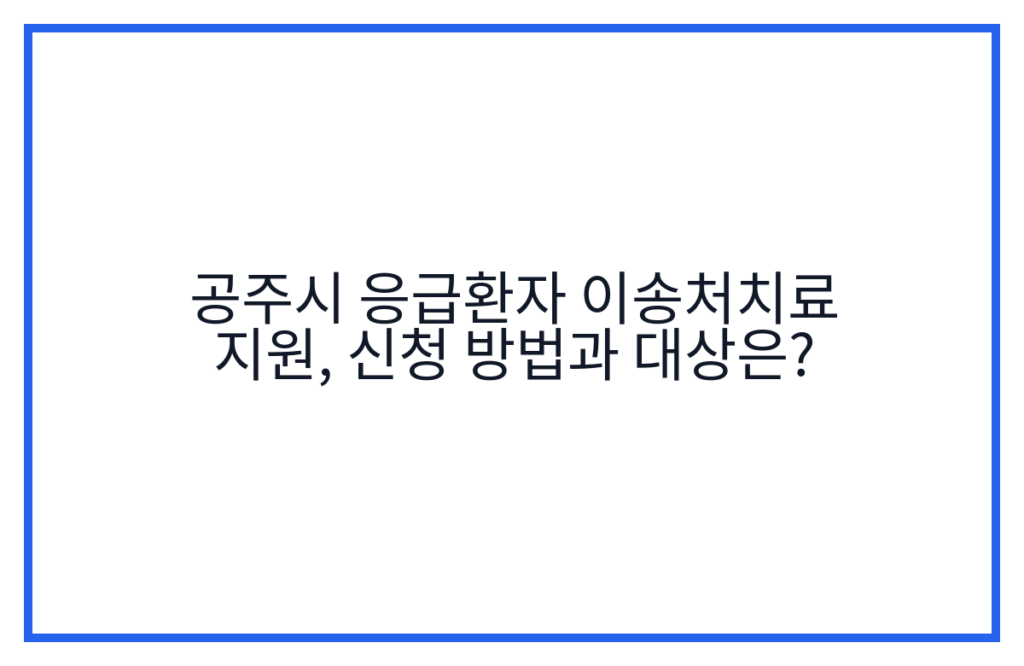 공주시 응급환자 이송처치료 지원, 신청 방법과 대상은?