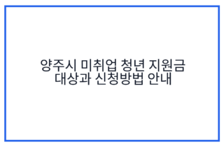 양주시 미취업 청년 지원금 대상과 신청방법 안내