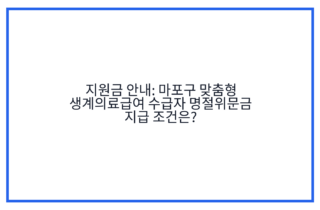 지원금 안내: 마포구 맞춤형 생계의료급여 수급자 명절위문금 지급 조건은?