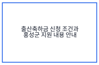 출산축하금 신청 조건과 홍성군 지원 내용 안내