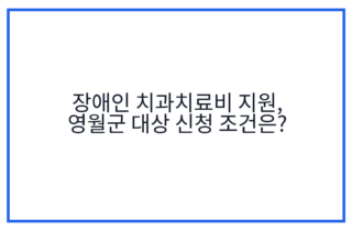 장애인 치과치료비 지원, 영월군 대상 신청 조건은?
