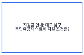 지원금 안내: 대구 남구 독립유공자 의료비 지원 조건은?