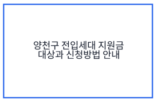 양천구 전입세대 지원금 대상과 신청방법 안내