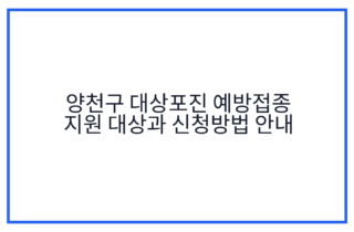 양천구 대상포진 예방접종 지원 대상과 신청방법 안내