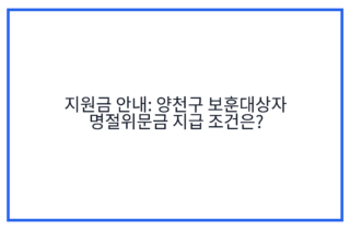 지원금 안내: 양천구 보훈대상자 명절위문금 지급 조건은?