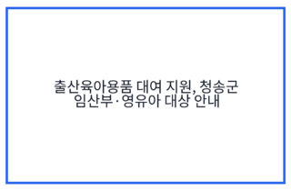 출산육아용품 대여 지원, 청송군 임산부·영유아 대상 안내