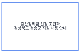 출산장려금 신청 조건과 경상북도 청송군 지원 내용 안내