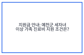 지원금 안내: 예천군 세자녀 이상 가족 진료비 지원 조건은?