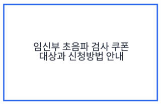임신부 초음파 검사 쿠폰 대상과 신청방법 안내