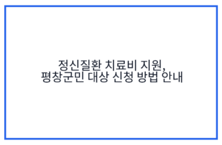 정신질환 치료비 지원, 평창군민 대상 신청 방법 안내