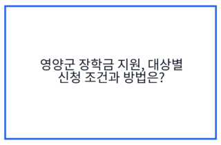 영양군 장학금 지원, 대상별 신청 조건과 방법은?