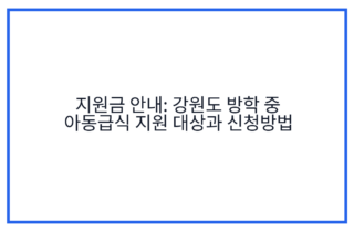 지원금 안내: 강원도 방학 중 아동급식 지원 대상과 신청방법