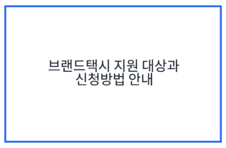 브랜드택시 지원 대상과 신청방법 안내