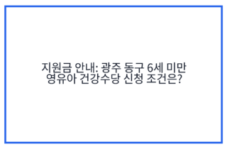 지원금 안내: 광주 동구 6세 미만 영유아 건강수당 신청 조건은?