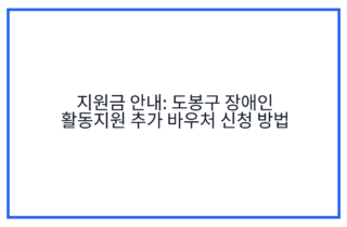 지원금 안내: 도봉구 장애인 활동지원 추가 바우처 신청 방법