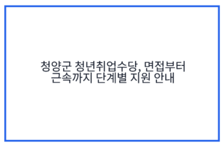 청양군 청년취업수당, 면접부터 근속까지 단계별 지원 안내