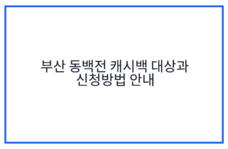 부산 동백전 캐시백 대상과 신청방법 안내