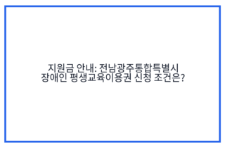 지원금 안내: 전남광주통합특별시 장애인 평생교육이용권 신청 조건은?