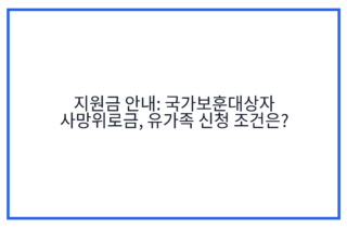 지원금 안내: 국가보훈대상자 사망위로금, 유가족 신청 조건은?