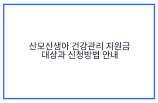 산모신생아 건강관리 지원금 대상과 신청방법 안내