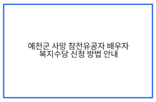 예천군 사망 참전유공자 배우자 복지수당 신청 방법 안내