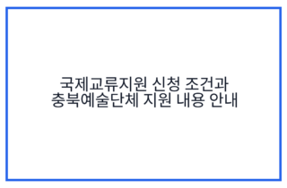 국제교류지원 신청 조건과 충북예술단체 지원 내용 안내