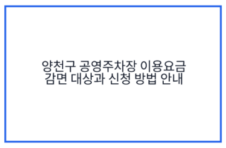 양천구 공영주차장 이용요금 감면 대상과 신청 방법 안내