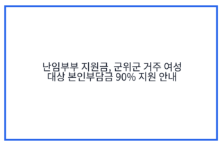 난임부부 지원금, 군위군 거주 여성 대상 본인부담금 90% 지원 안내