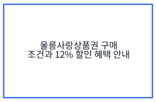 울릉사랑상품권 구매 조건과 12% 할인 혜택 안내