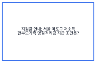 지원금 안내: 서울 마포구 저소득 한부모가족 명절격려금 지급 조건은?