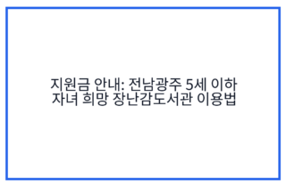 지원금 안내: 전남광주 5세 이하 자녀 희망 장난감도서관 이용법