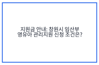 지원금 안내: 창원시 임산부 영유아 관리지원 신청 조건은?