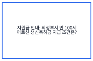지원금 안내: 의정부시 만 100세 어르신 생신축하금 지급 조건은?