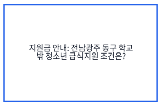 지원금 안내: 전남광주 동구 학교 밖 청소년 급식지원 조건은?